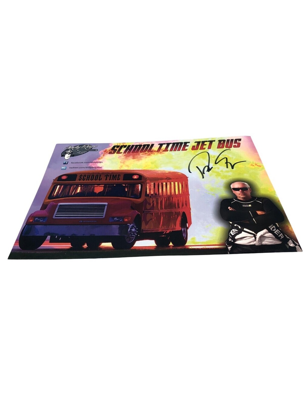 Indy Boys School Time Jet Bus Print One Size Multicolor Racing Signed Autograph